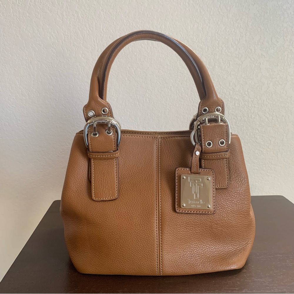Tignanello Camel Pebble Leather Small Handbag Satchel